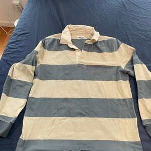 Taylor Stitch Blue and Cream Striped Casual Shirt